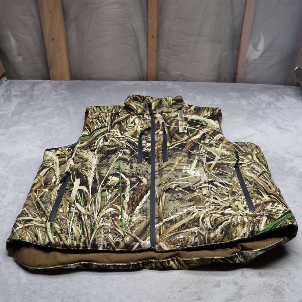 MidwayUSA Vest Mens XL Brown Realtree MAX 5 Camo Hunting Waterfowl Zip Insulated